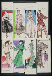 Eight female models drawn in separate small drawings