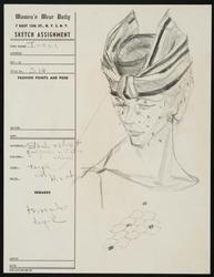 Female model (head only) wearing black velvet grograin hat with satin ribbon