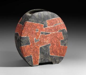 Vessel with abstract motifs in red