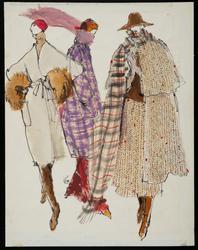 Three female models in winter coats