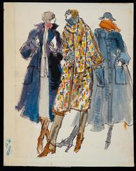 Three female models in fall coats