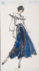 Female model in skirt and blouse