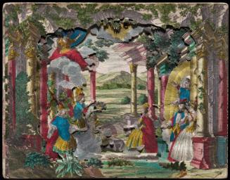 Presentation of a ruined castle with ghosts