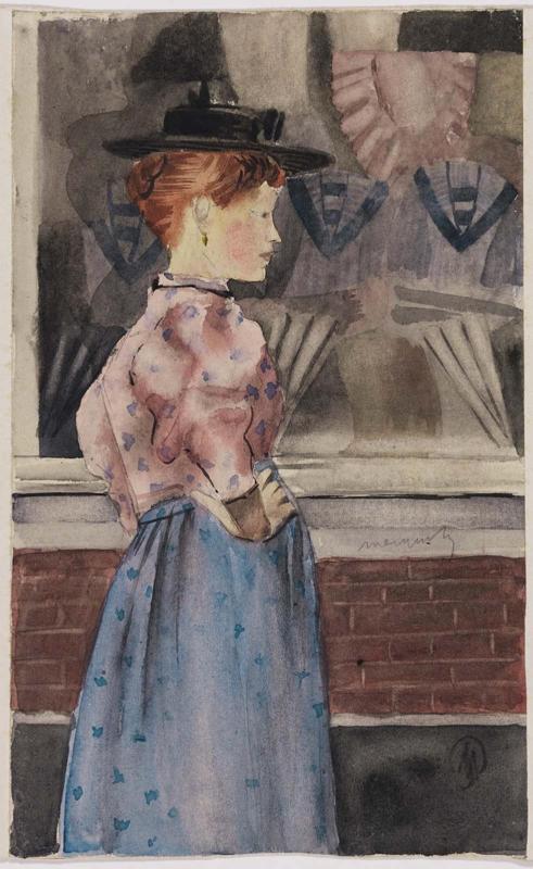 Young Woman before Shop Window