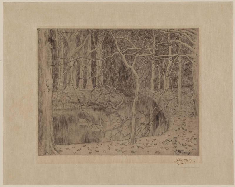 Bos met vijver en zwanen (Wood with Pond and swans)