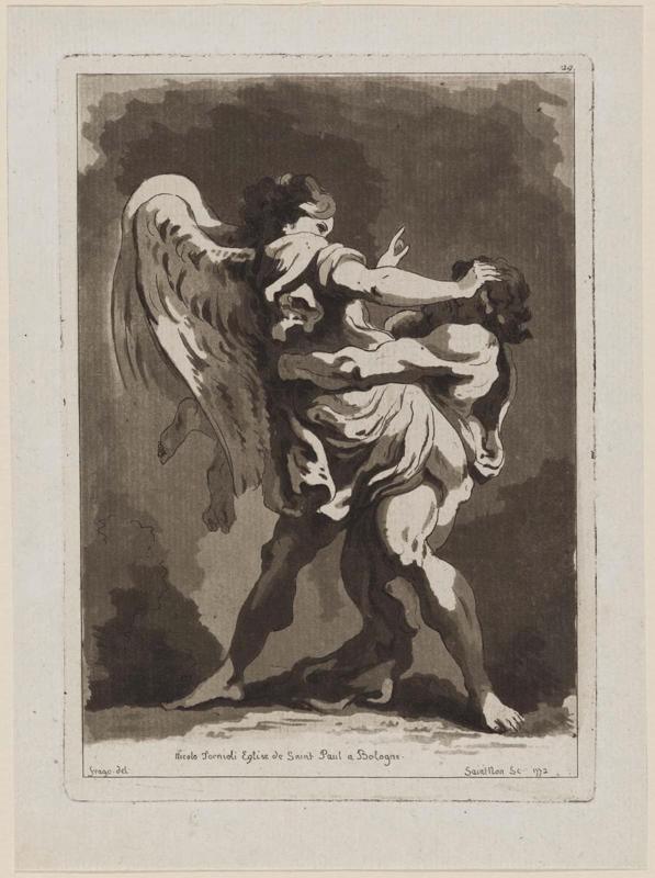 One of five sketches after Fragonard; Jacob Wrestling with Angel