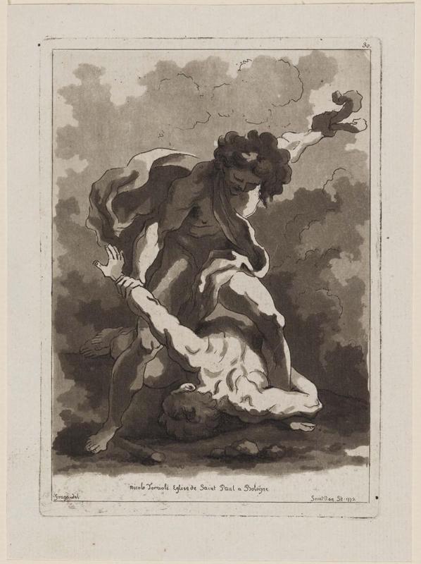 One of five sketches after Fragonard: Cain and Abel