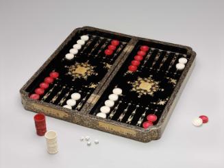 Backgammon board with pieces