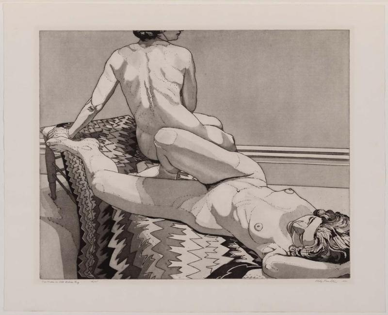 Two Nudes on Old Indian Rug