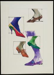 Five shoes with hosiery