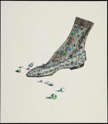 Ostrich ballet flat with polkadot socks 