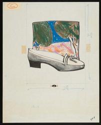 Sports moccasin with tassel before tree