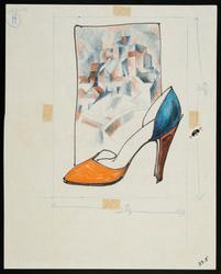 D'orsay pump before cubist cityscape