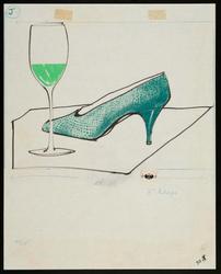 Iguana stiletto with green wine glass