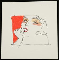 Female model with make-up biting finger