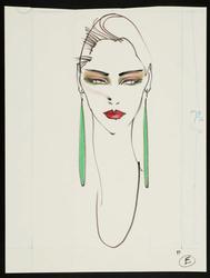 Female model with big drop earrings and make-up