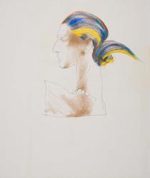 Model with striped hair