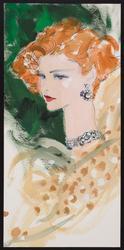 Head of female model with jewels and make-up