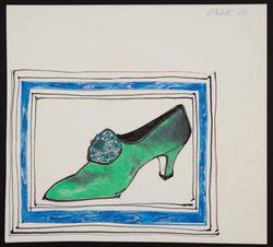 Satin slipper with antique buckle