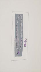 Amethyst and pearl necklace with amethyst earrings