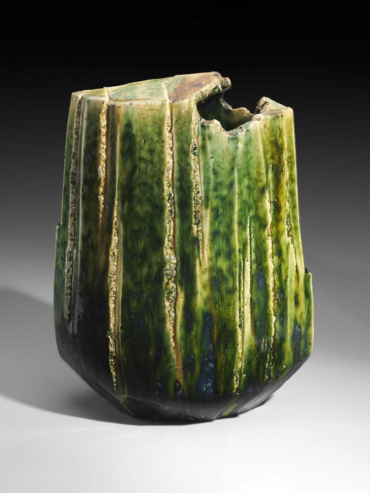 Vase with Oribe-style glaze