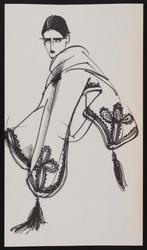 Steven Meisel modeling shawl with applique and fringe