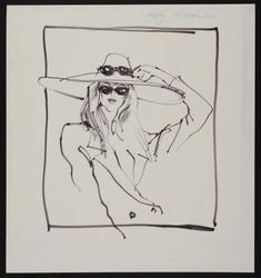 Bettty Catroux in big hat and two pairs of shades