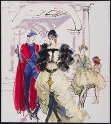 One male, two female and one child model in Elizabethan or Renaissance or some other pseudo-historical court garb