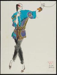 Female model in brass earrings; wooden bangles; handpainted kimono; double-knotted belt; gunmetal sandals
