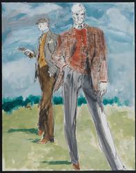 Two male models in wool jackets and pants