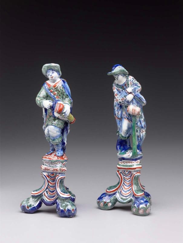 Figure of a Man playing a Hurdy-Gurdy and a Pilgrim