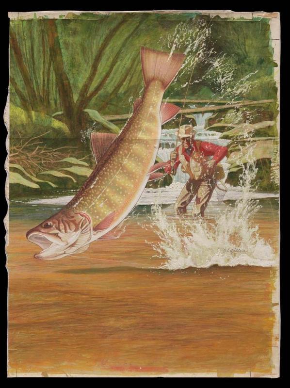 Trout on Line in Brown Water