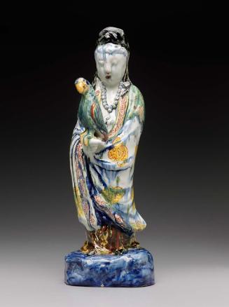 Figure of Guanyin with a parrot