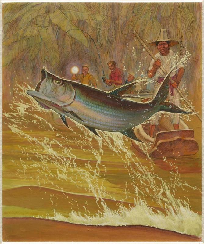 Trout and Men on Canoe