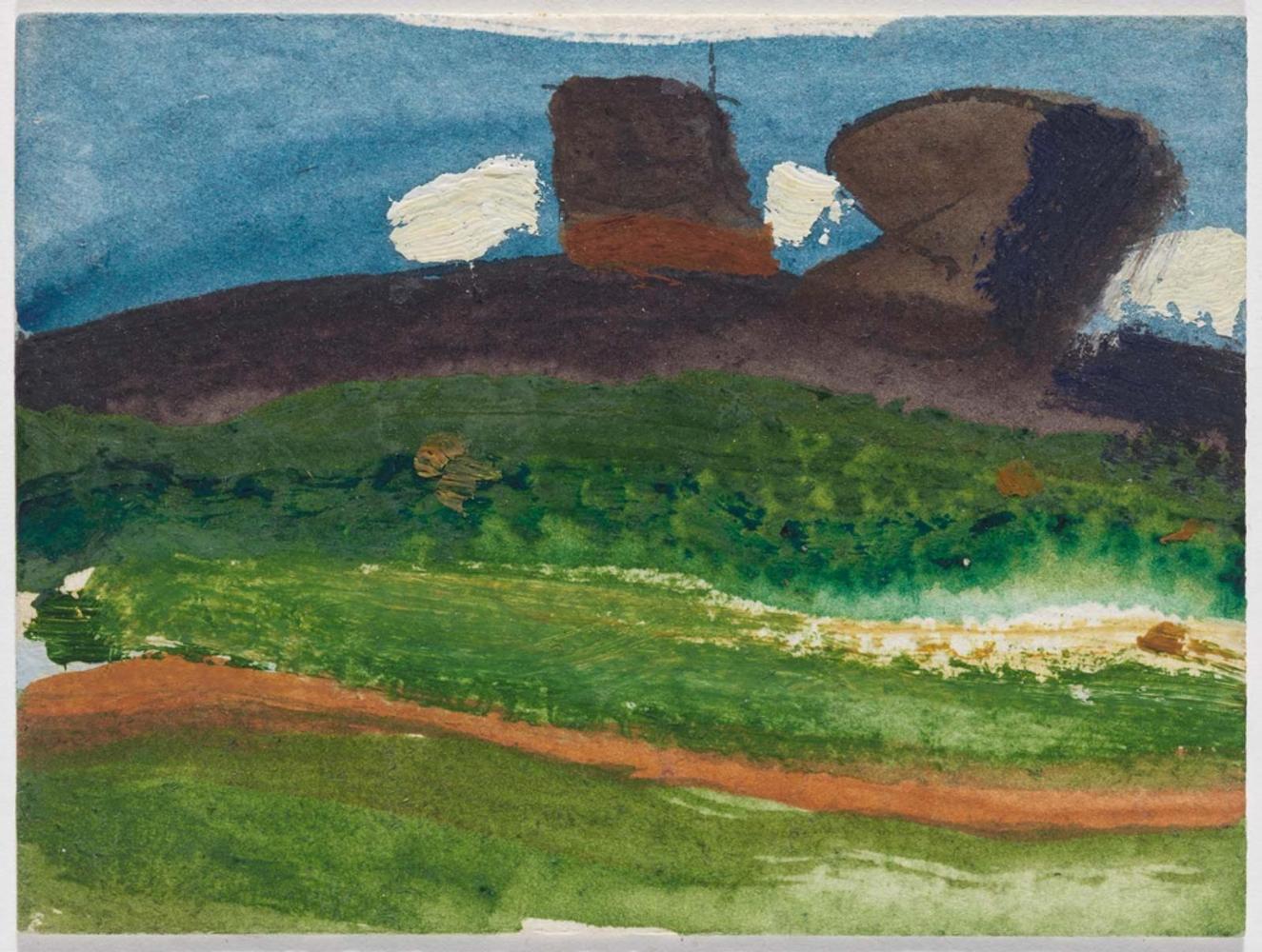 Untitled (Landscape with Barn and Haystack)