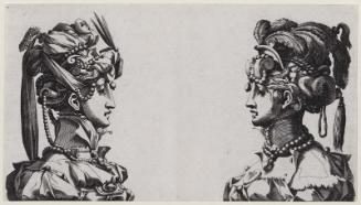 A Pair of Masked Women in Headdresses