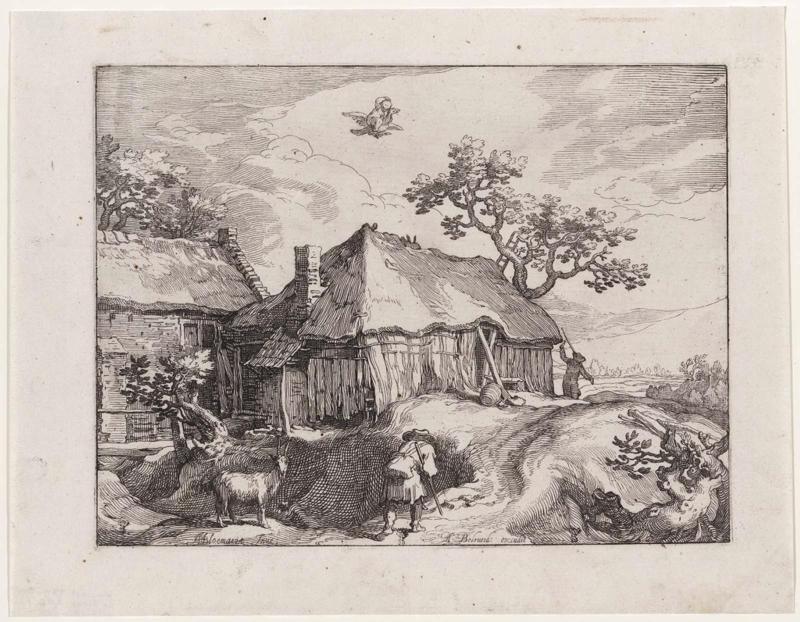 Landscape with Rustic Cottage and Ganymede , above left (Series of 4 Rustic Landscapes)