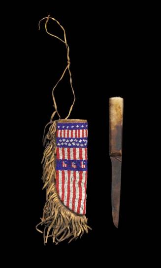 Knife with beaded and fringed sheath (set)