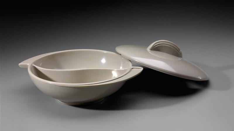 "Boonton" divided vegetable bowl with cover