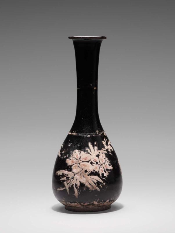 Bottle with overglaze design of bamboo, peach blossom, and butterflies