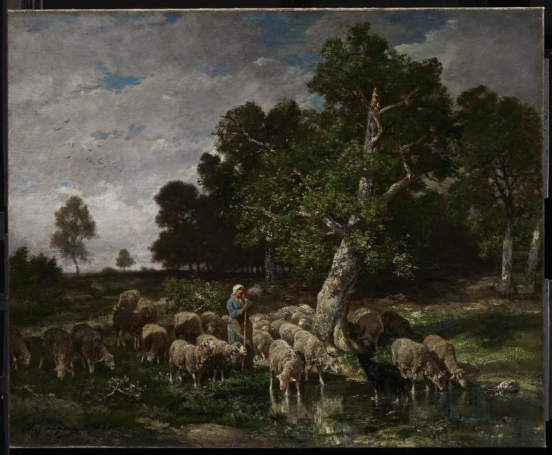 Shepherdess Watering Sheep