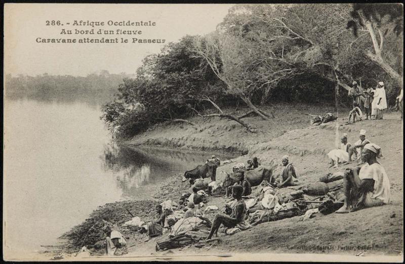 Au bord d'un fleuve Caravane attendant le Passeur