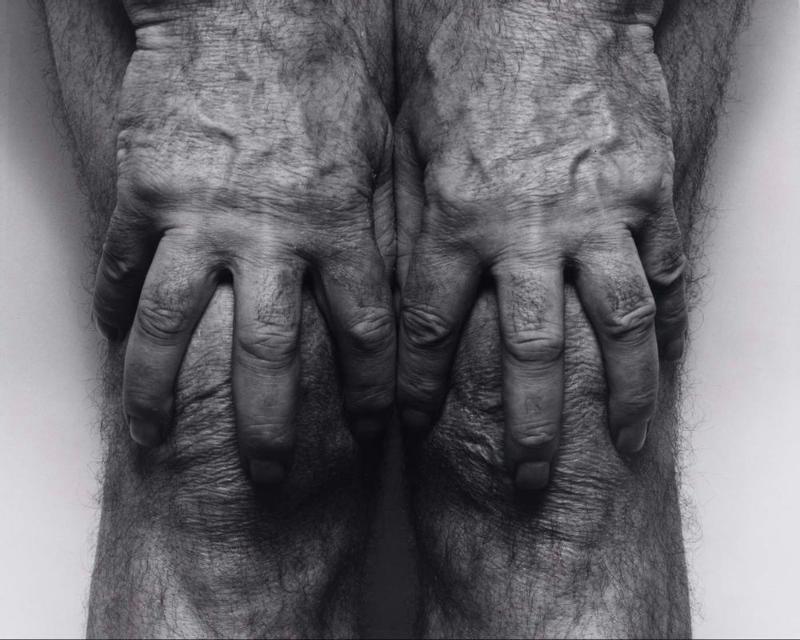 Self Portrait (Hands Spread on Knees), from the series, "A Body of Work"