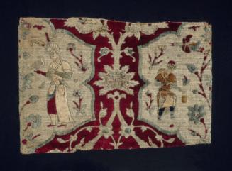 Textile fragment with falconer and servant