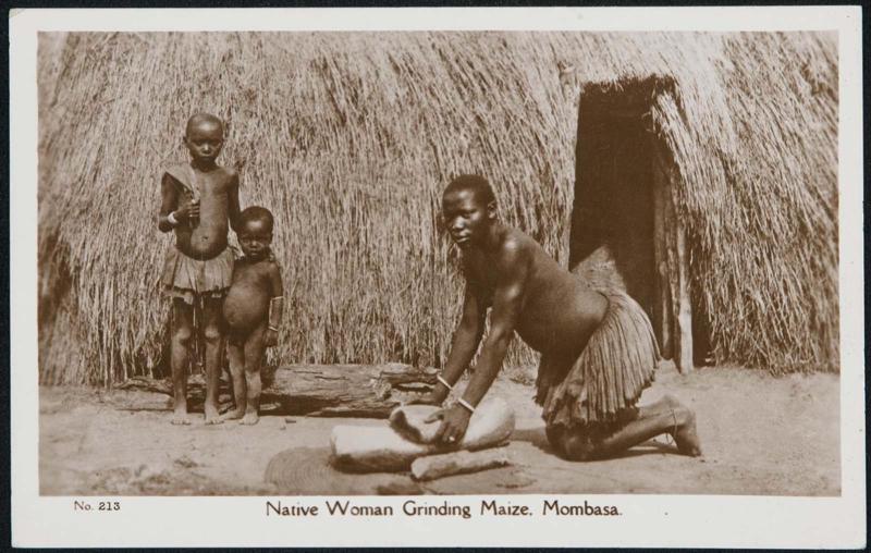 Native Woman Grinding Maize. Mombasa.