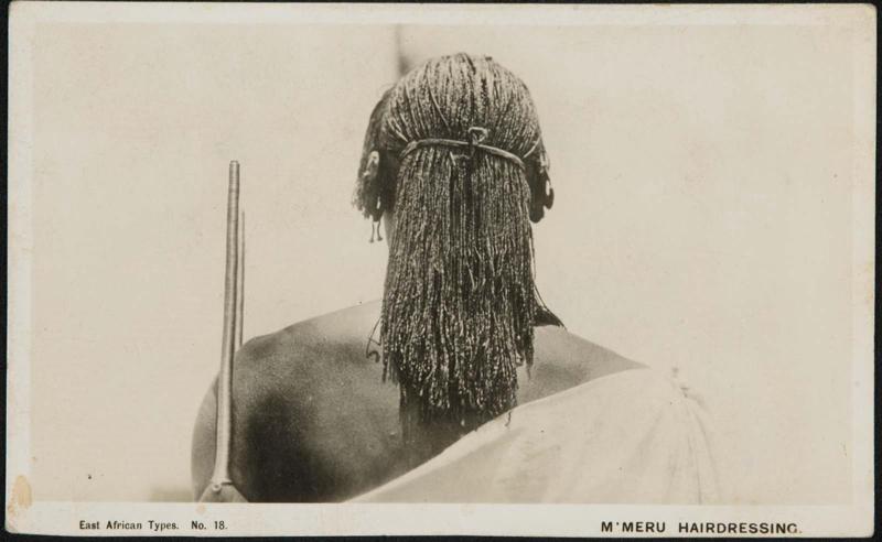 East African Types. M'MERU HAIRDRESSING.