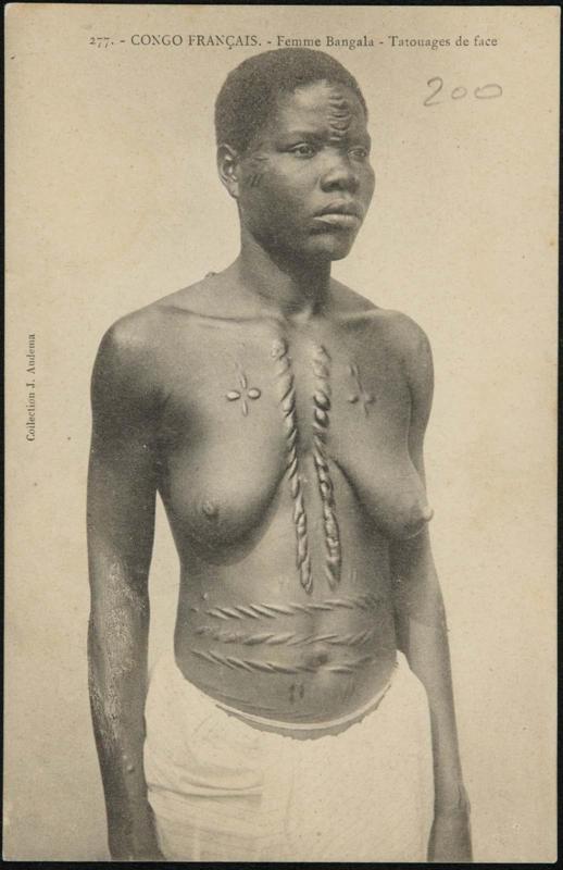 CONGO FRANÇAIS. Femme Bangala - Tatouages de face