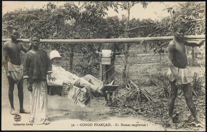 CONGO FRANÇAIS. - En Hamac improvisé!