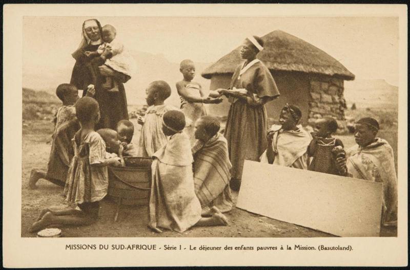 Le déjeuner des enfants pauvres à la Mission  (Basutoland).
