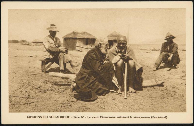 Le vieux Missionnaire instruisant le vieux mosuto (Basutoland).